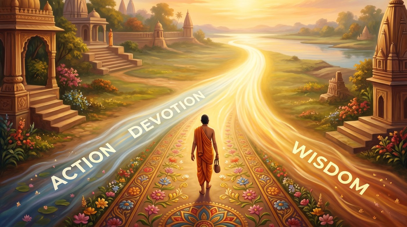 The threefold path of Kriya Yoga